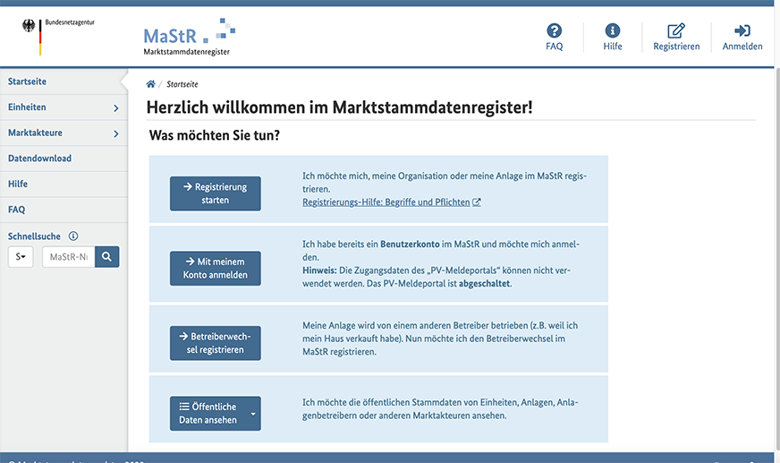 Balkonkraftwerk Anmeldung Registrierung Schritt 1